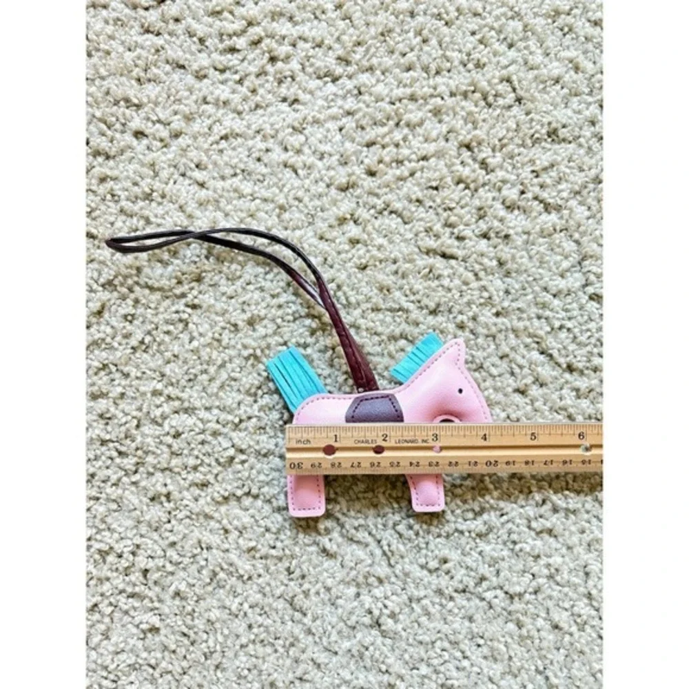 Mini Horse Bag‎ Charm pony Faux Leather Pink with Blue Mane - New
